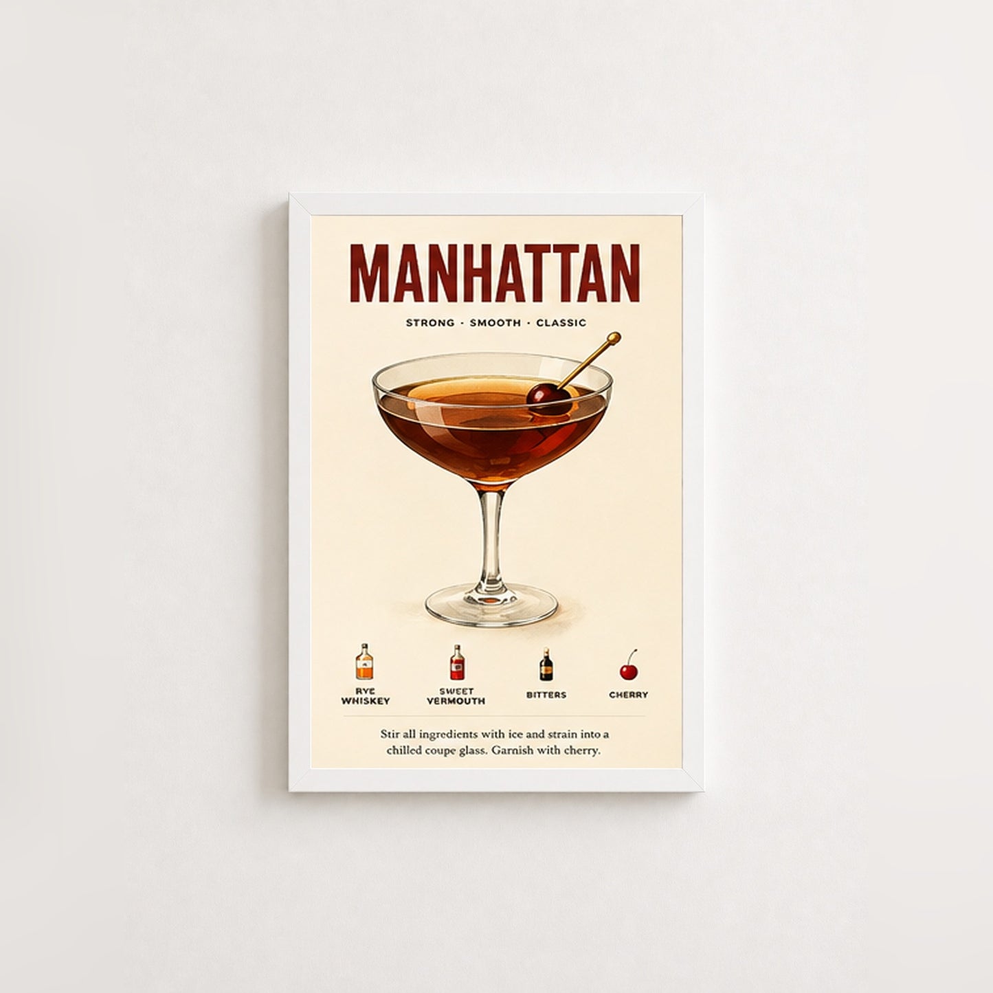 Klasik Manhattan – Retro Çerçeveli Poster — Beyaz — Paspartusuz — TabloLab