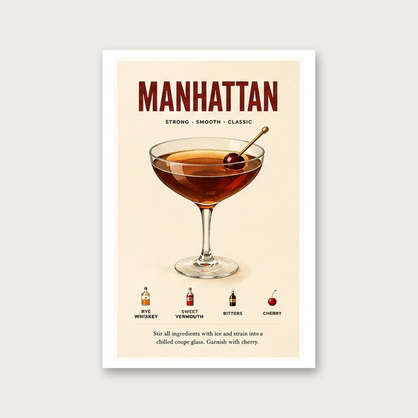 Klasik Manhattan – Retro Çerçeveli Poster — Çerçevesiz — Paspartulu — TabloLab