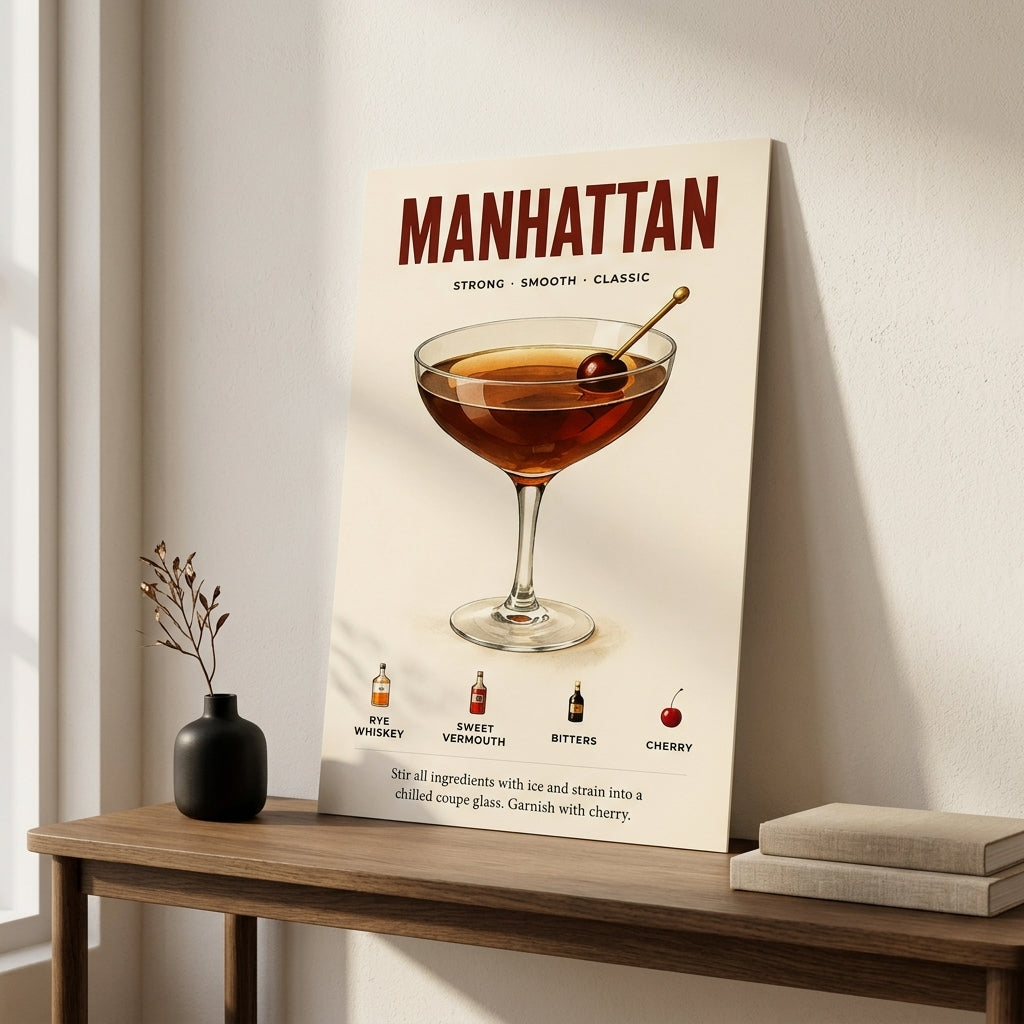 Klasik Manhattan – Retro Çerçeveli Poster — Çerçevesiz — Paspartusuz — TabloLab
