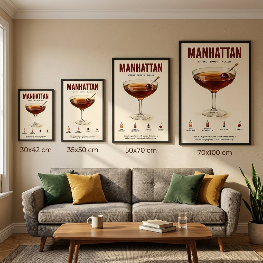 Klasik Manhattan – Retro Çerçeveli Poster — Siyah — Paspartusuz — TabloLab