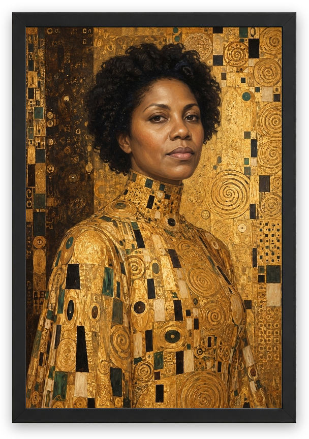 Klimt’in Altın Portresi — Siyah çerçeve, kişiselleştirilmiş örnek tasarım