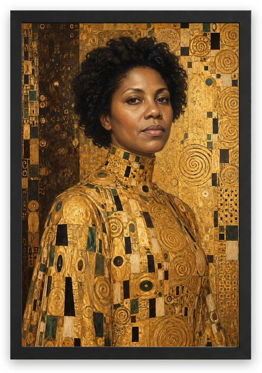 Klimt’in Altın Portresi — Siyah çerçeve, kişiselleştirilmiş örnek tasarım