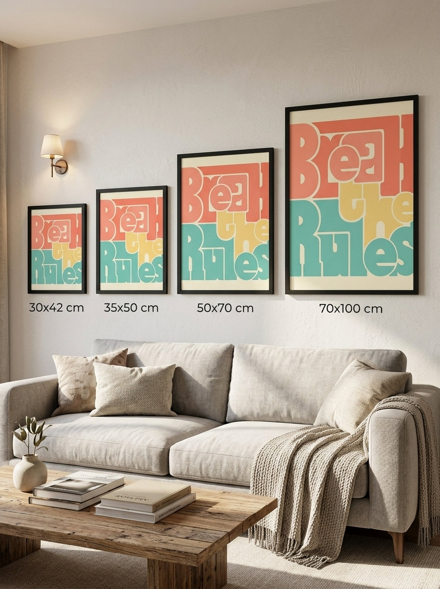 Kuralları Esnet – Retro Tipografi Çerçeveli Poster — Siyah Çerçeve — TabloLab