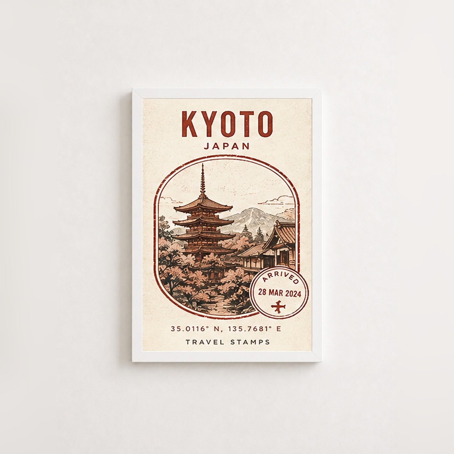 Kyoto Anıları – Vintage Çerçeveli Poster — Beyaz — Paspartusuz — TabloLab