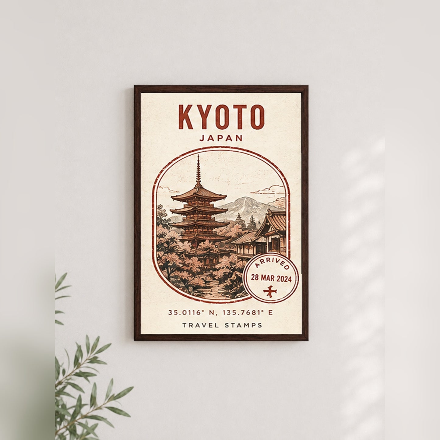 Kyoto Anıları – Vintage Çerçeveli Poster — Ceviz — Paspartusuz — TabloLab