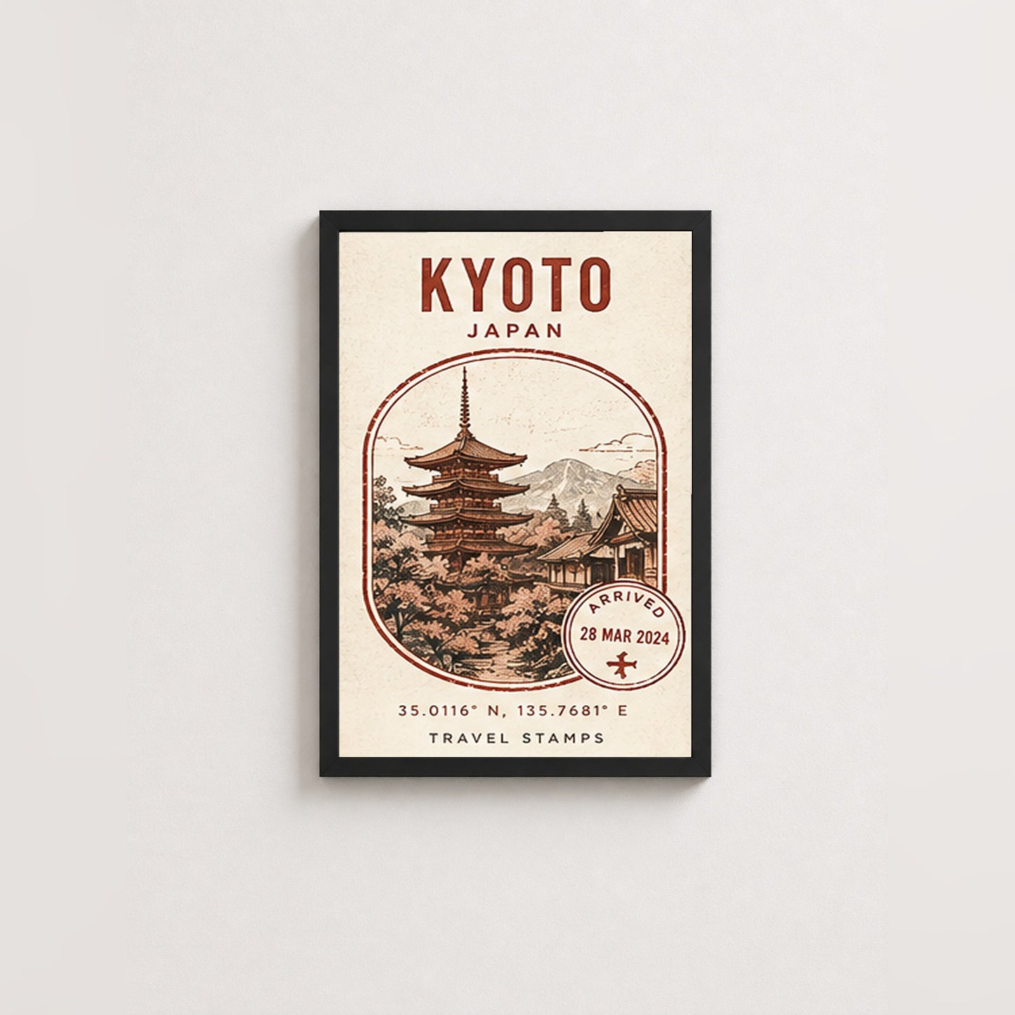 Kyoto Anıları – Vintage Çerçeveli Poster — Siyah — Paspartusuz — TabloLab