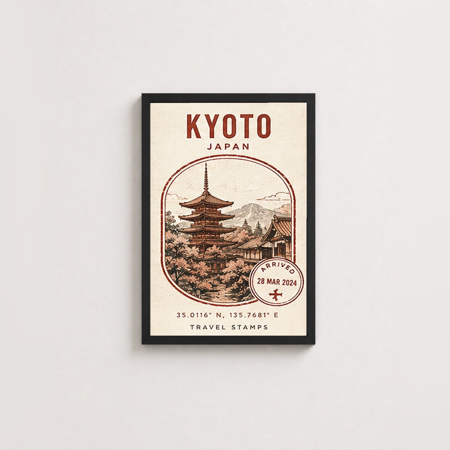Kyoto Anıları – Vintage Çerçeveli Poster — Siyah — Paspartusuz — TabloLab