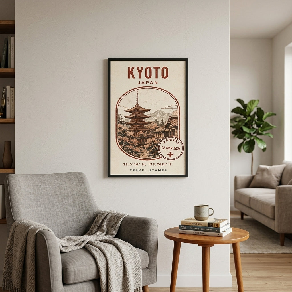 Kyoto Anıları – Vintage Çerçeveli Poster — Siyah — Paspartusuz — TabloLab