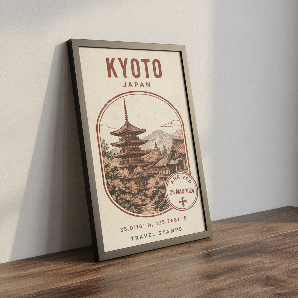 Kyoto Anıları – Vintage Çerçeveli Poster — Siyah — Paspartusuz — TabloLab