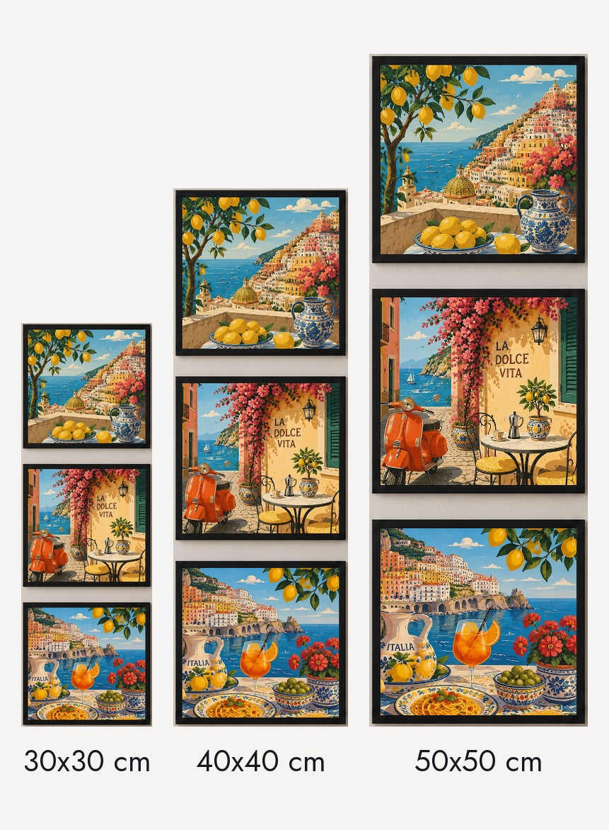 **La Dolce Vita 3’lü Tablo Seti \| Italian Summer \| Renkli İtalyan Yazı Duvar Dekoru** — Siyah — Tam Baskı — TabloLab