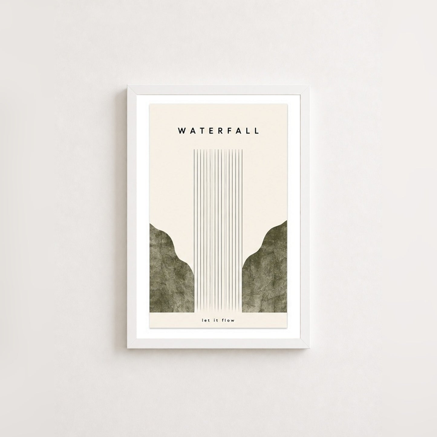 Let It Flow – Minimal Çerçeveli Poster — Beyaz — Paspartulu — TabloLab