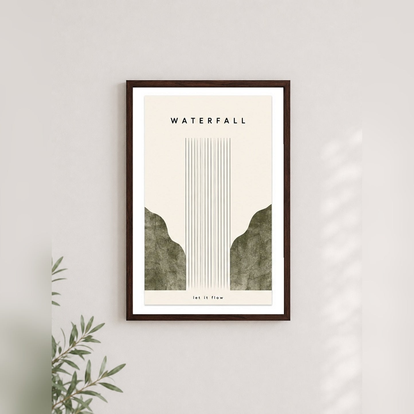 Let It Flow – Minimal Çerçeveli Poster — Ceviz — Paspartulu — TabloLab