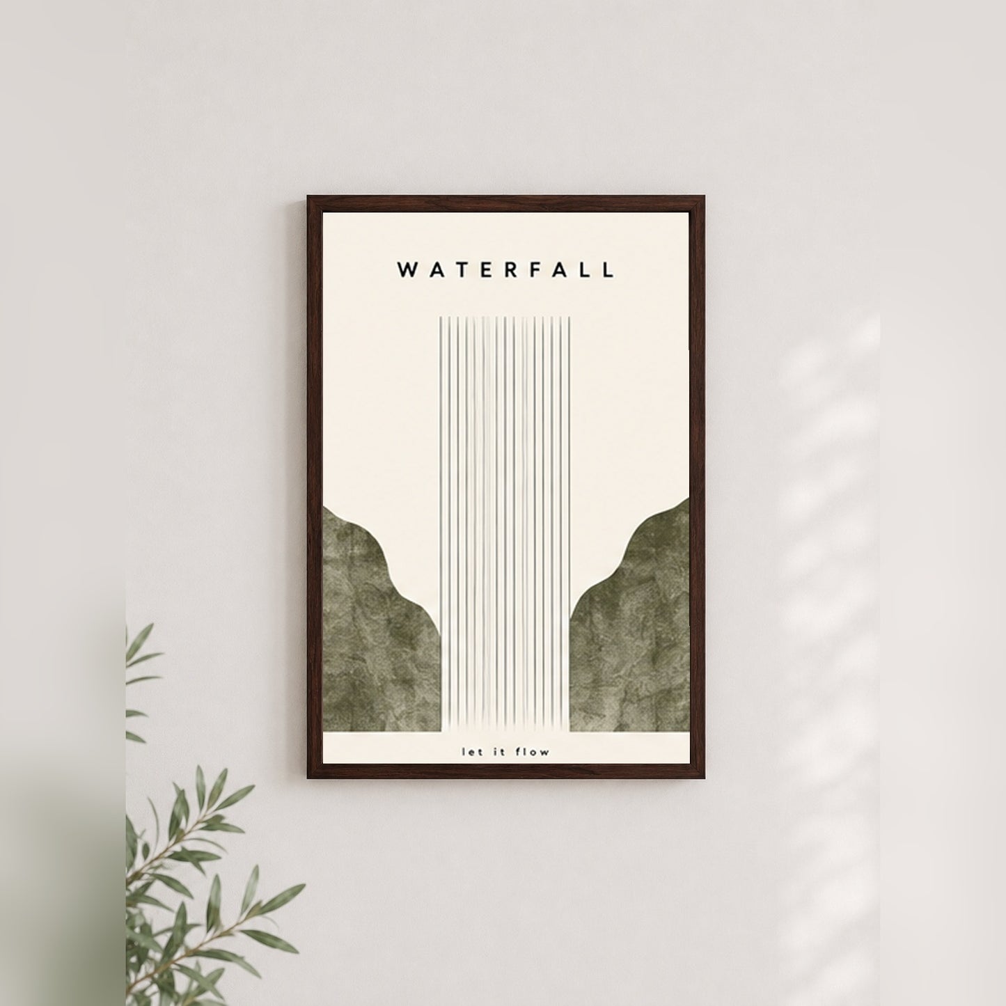 Let It Flow – Minimal Çerçeveli Poster — Ceviz — Paspartusuz — TabloLab