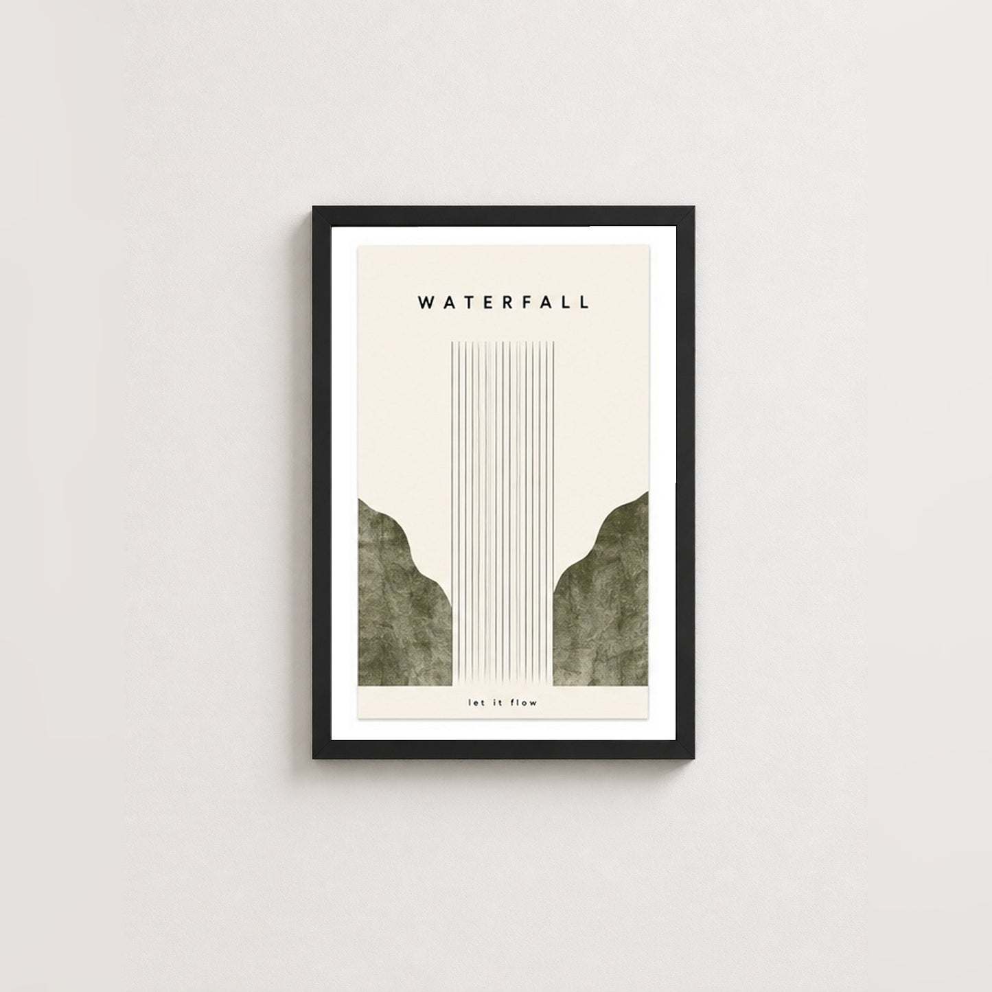 Let It Flow – Minimal Çerçeveli Poster — Siyah — Paspartulu — TabloLab