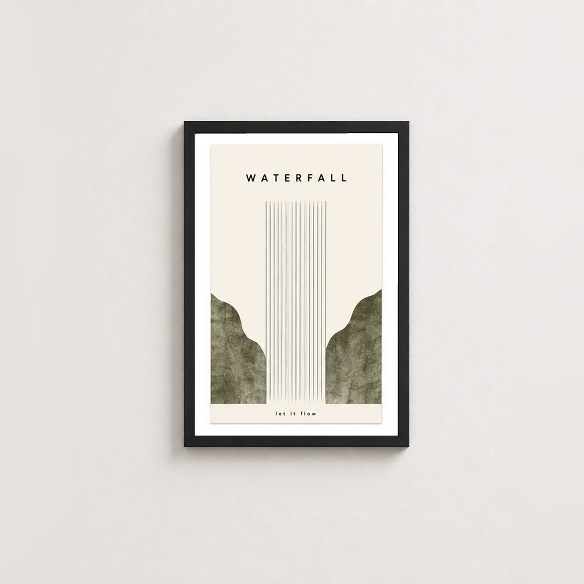 Let It Flow – Minimal Çerçeveli Poster — Siyah — Paspartulu — TabloLab