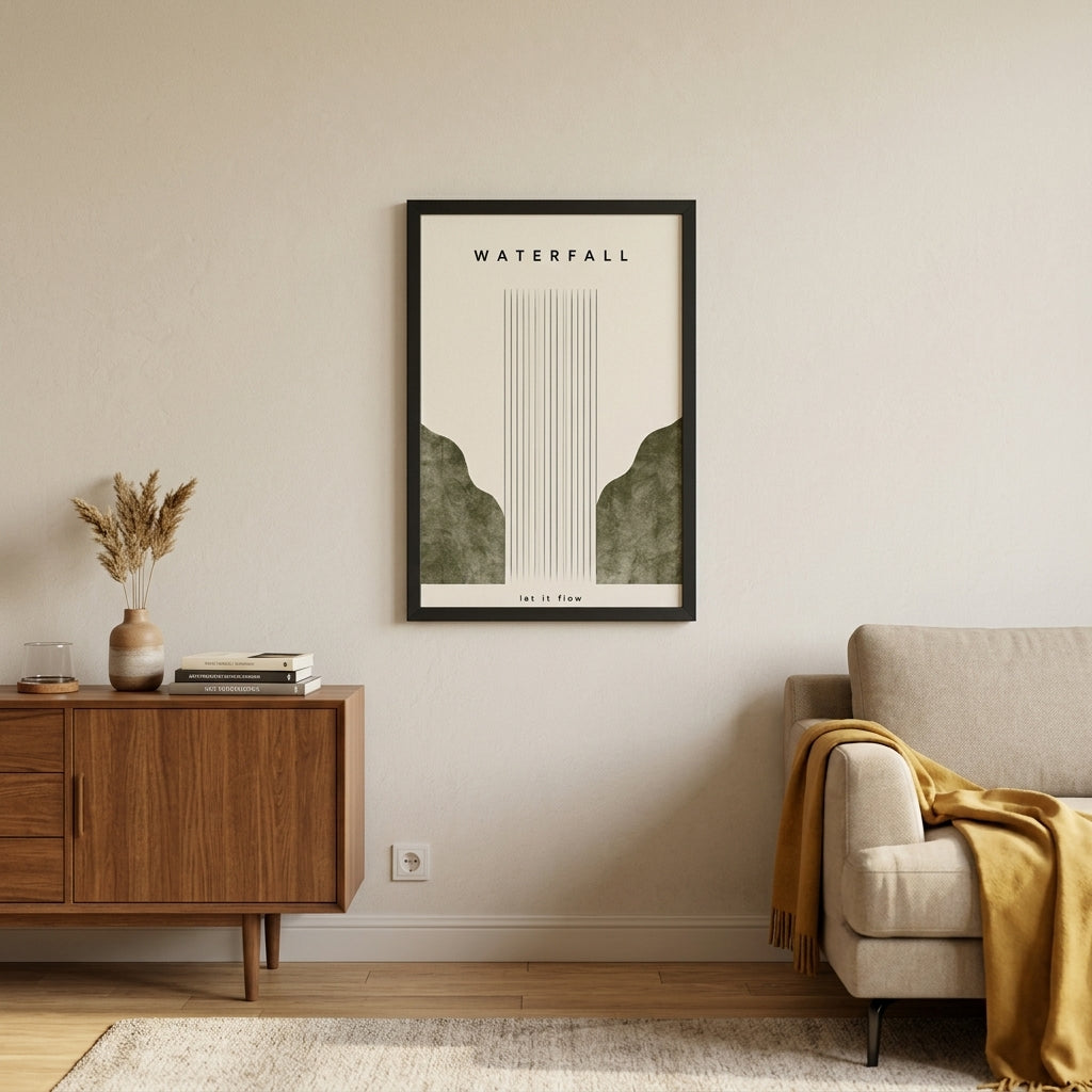 Let It Flow – Minimal Çerçeveli Poster — Siyah — Paspartusuz — TabloLab