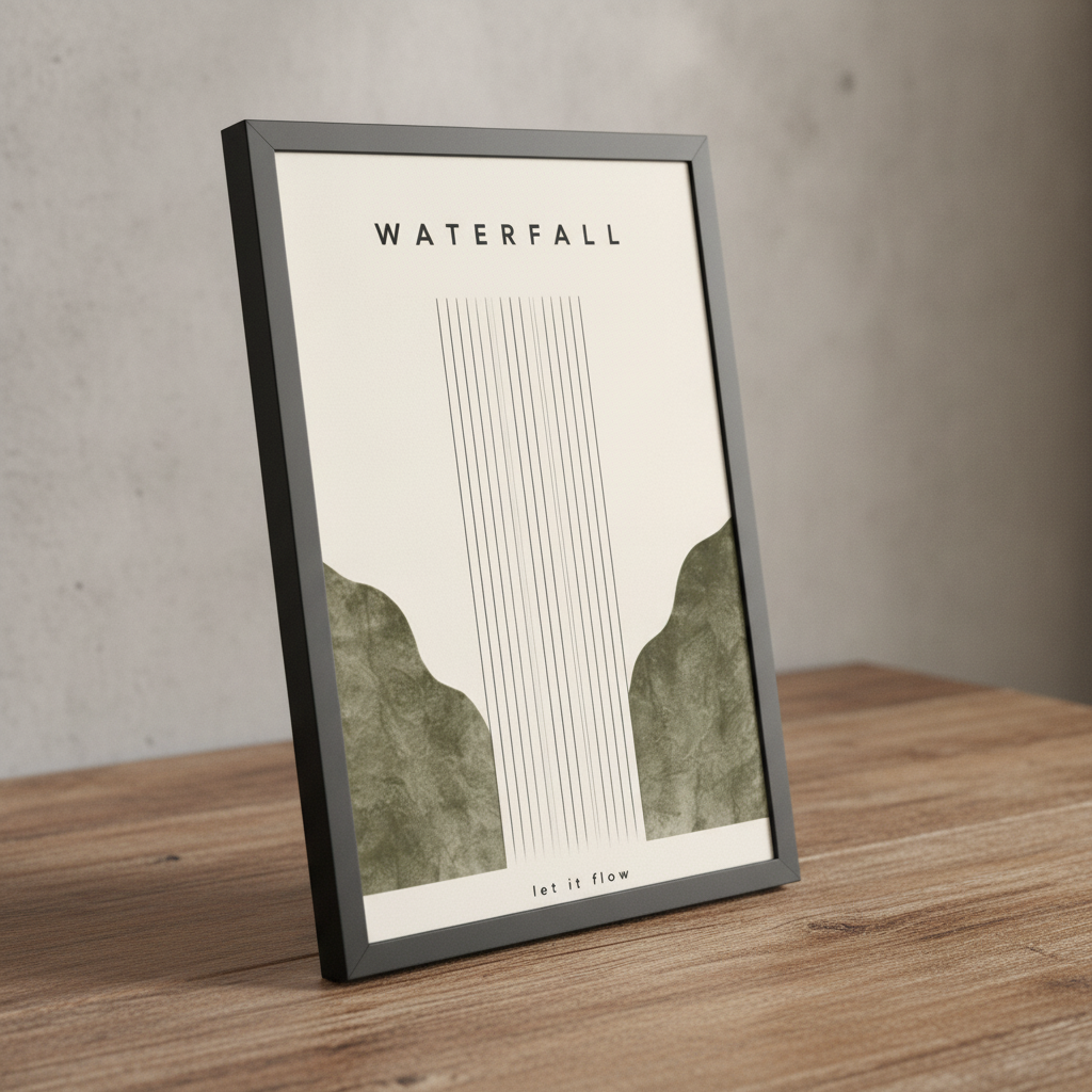 Let It Flow – Minimal Çerçeveli Poster — Siyah — Paspartusuz — TabloLab