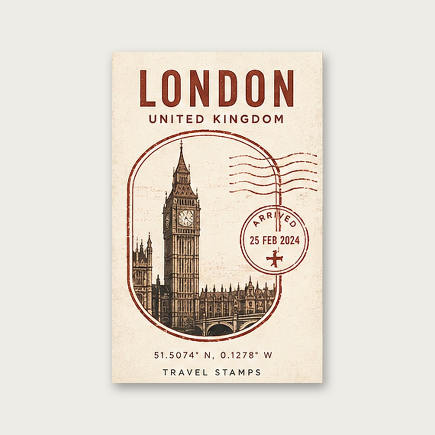 Londra Posta Damgası – Vintage Çerçeveli Poster — Çerçevesiz — Paspartusuz — TabloLab