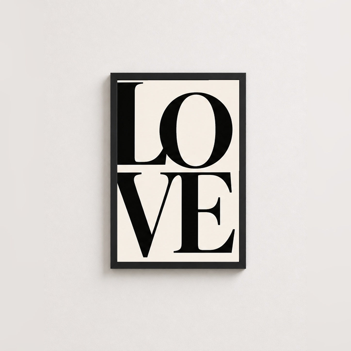 Love Harfleri – Modern Çerçeveli Poster — Siyah — Tam Baskı — TabloLab