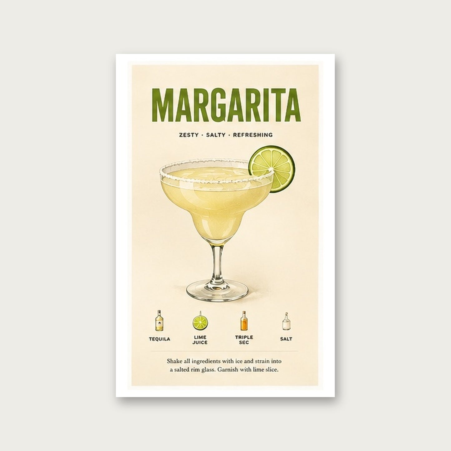 Margarita Tarifi – Vintage Çerçeveli Poster — Çerçevesiz — Paspartulu — TabloLab