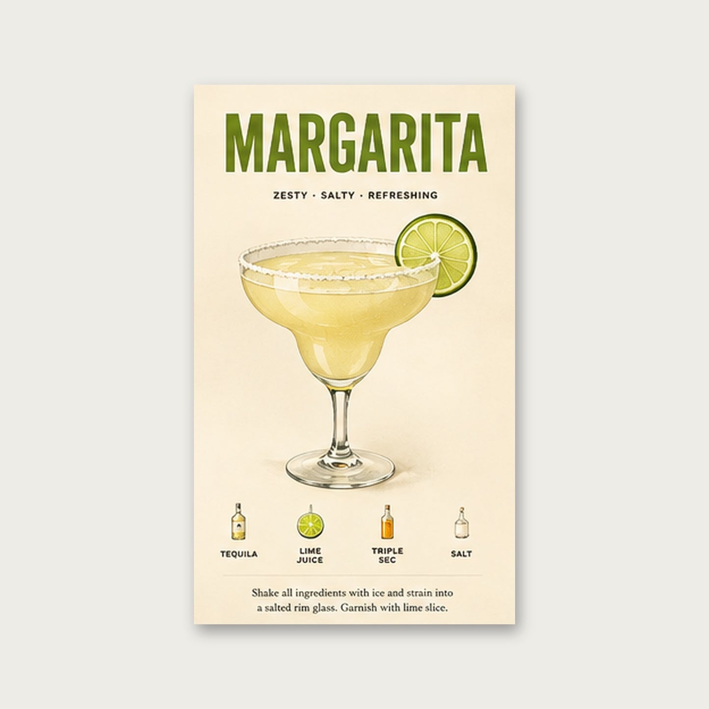 Margarita Tarifi – Vintage Çerçeveli Poster — Çerçevesiz — Paspartusuz — TabloLab