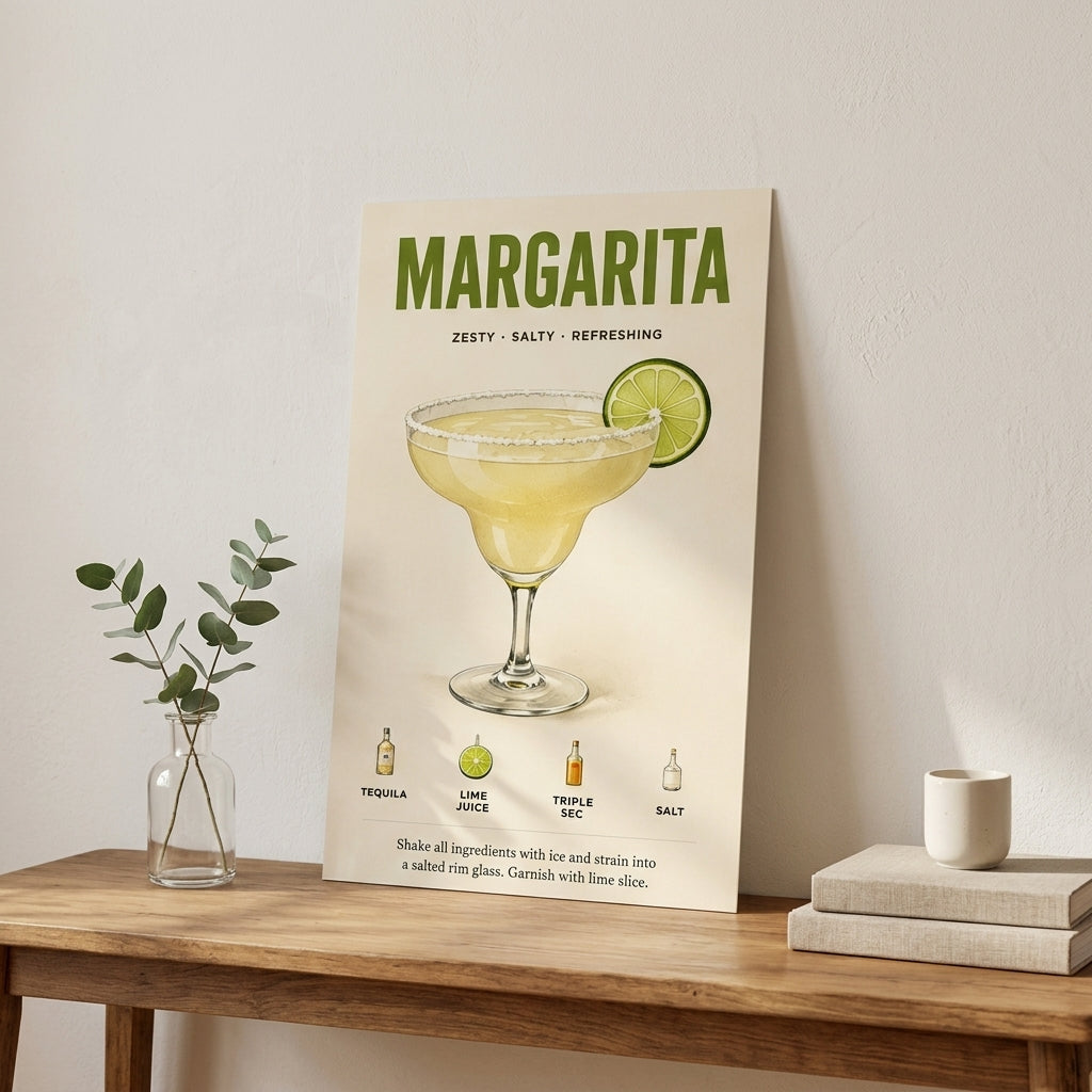 Margarita Tarifi – Vintage Çerçeveli Poster — Çerçevesiz — Paspartusuz — TabloLab