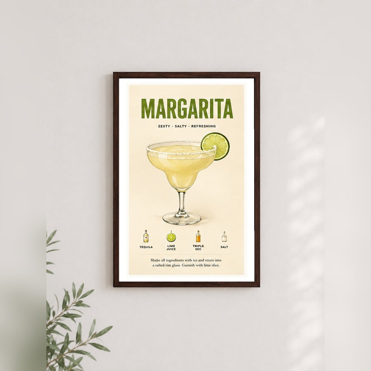 Margarita Tarifi – Vintage Çerçeveli Poster — Ceviz — Paspartulu — TabloLab