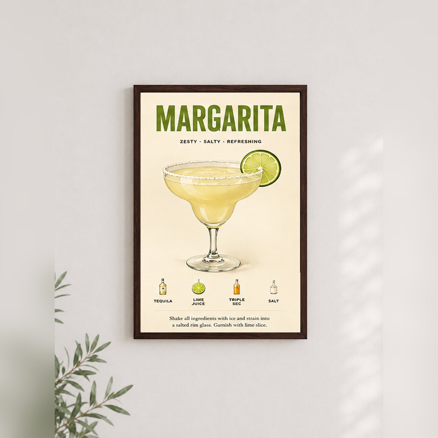 Margarita Tarifi – Vintage Çerçeveli Poster — Ceviz — Paspartusuz — TabloLab