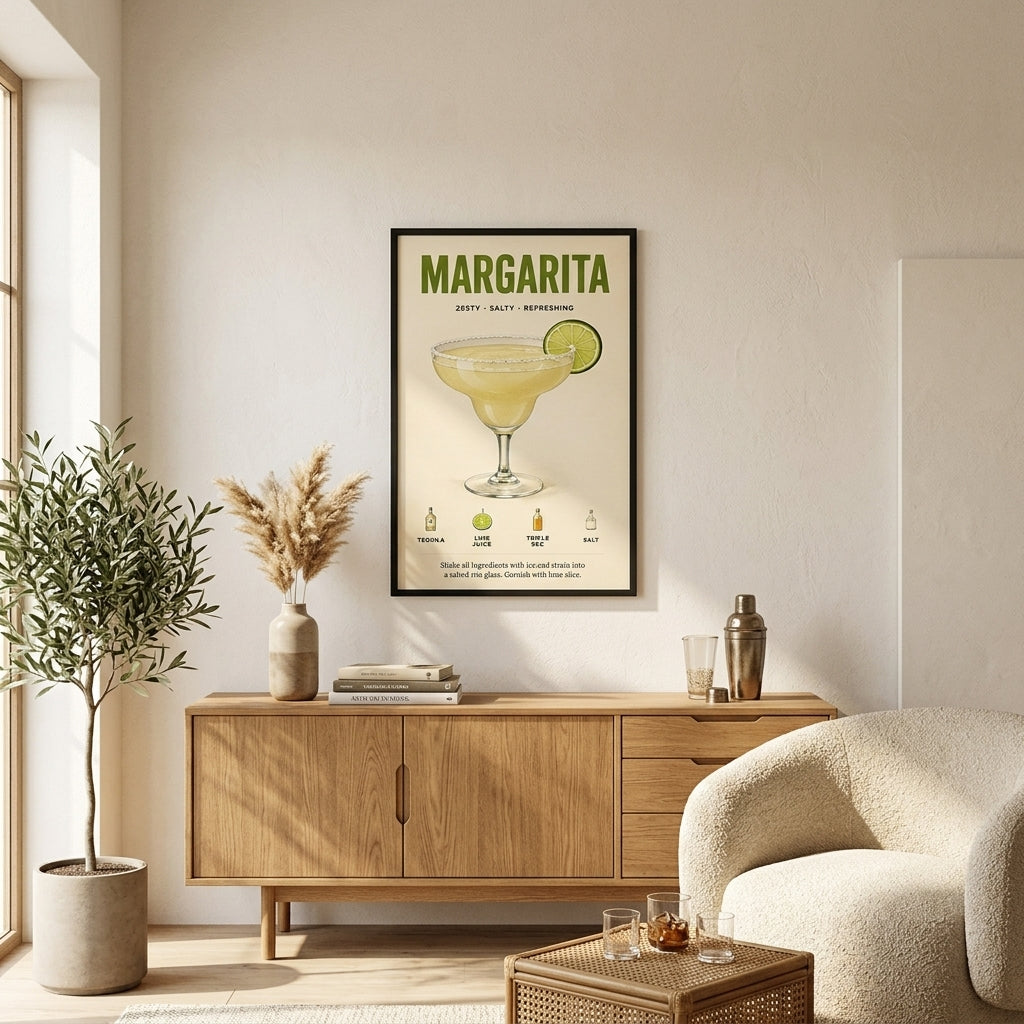 Margarita Tarifi – Vintage Çerçeveli Poster — Siyah — Paspartusuz — TabloLab