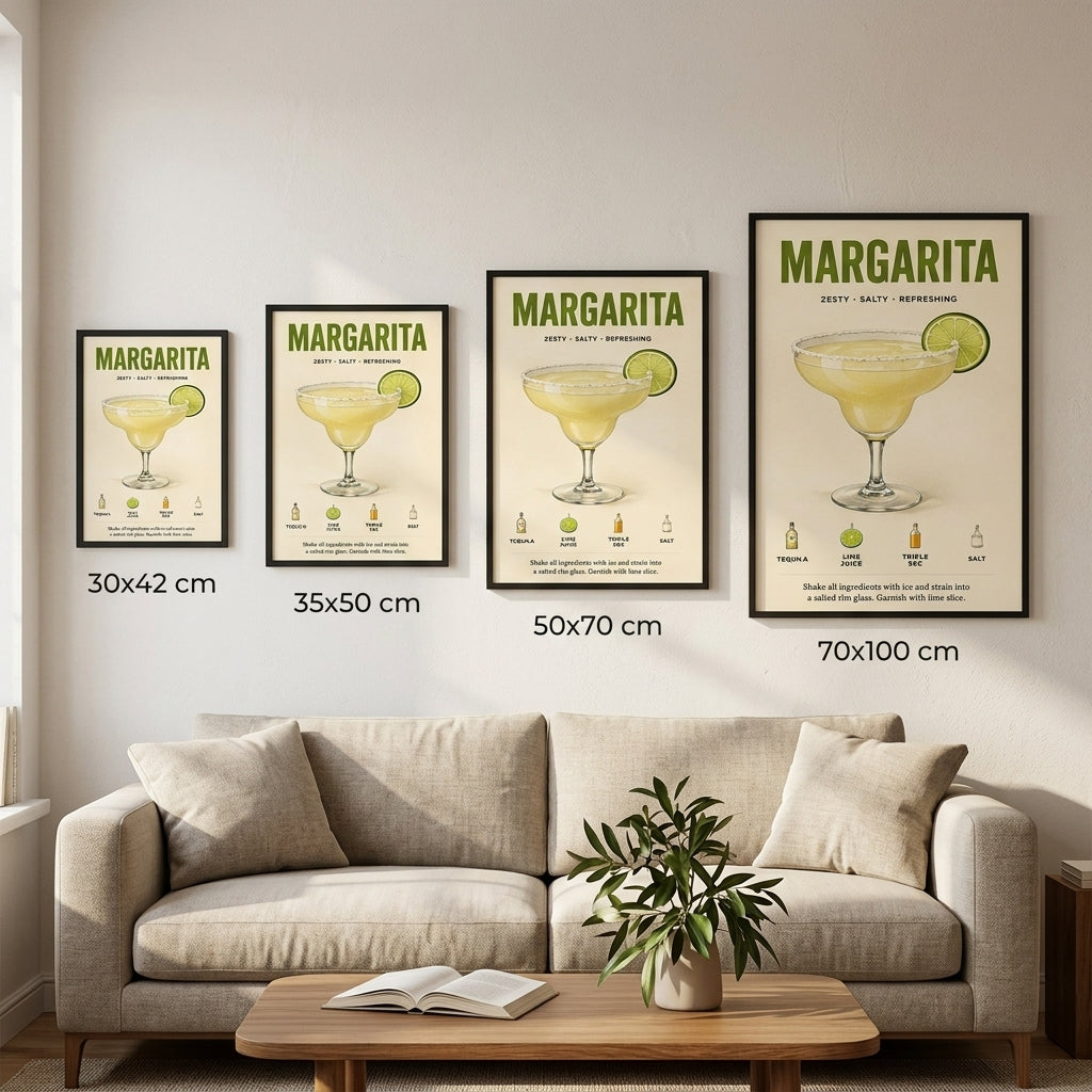 Margarita Tarifi – Vintage Çerçeveli Poster — Siyah — Paspartusuz — TabloLab