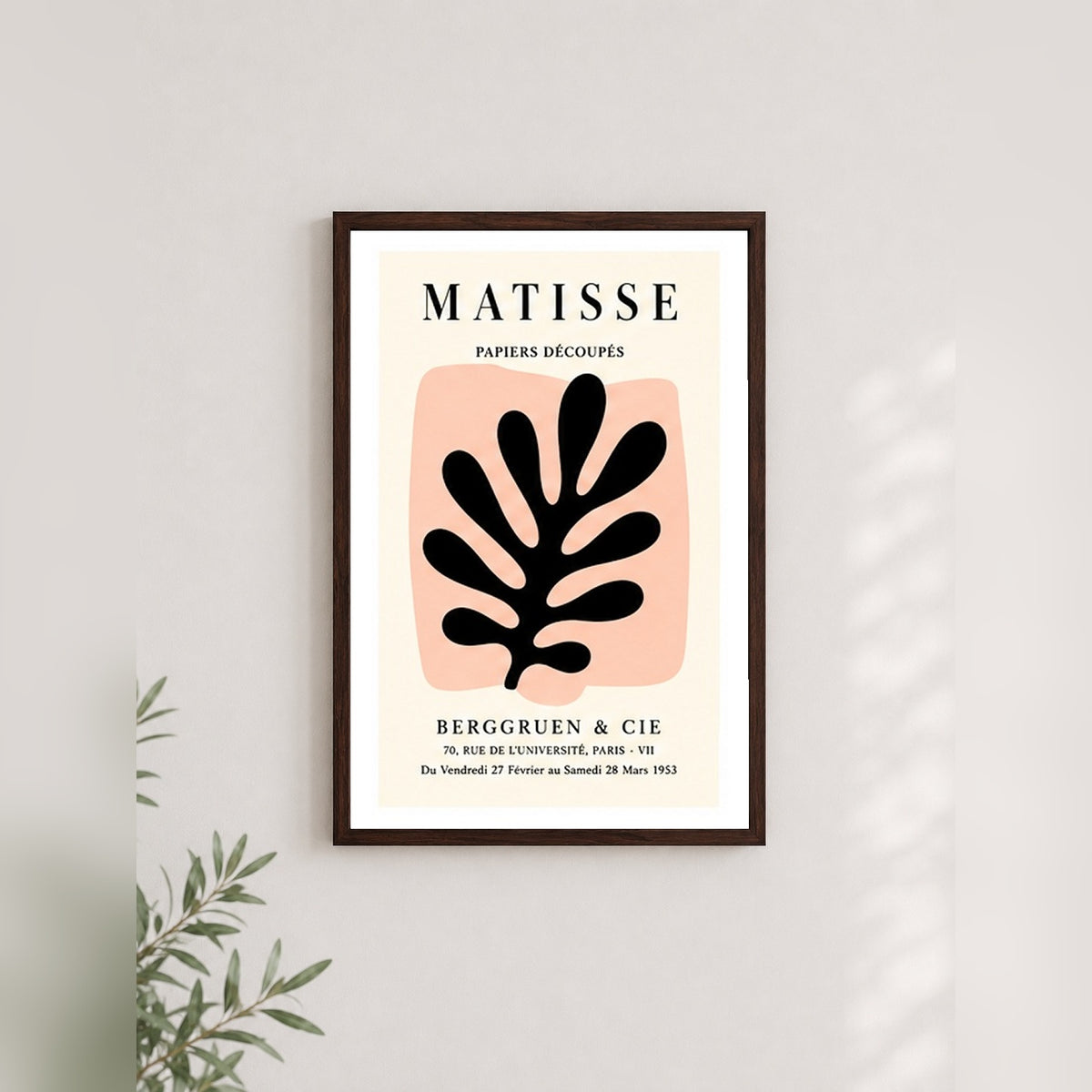 Matisse İlhamı – Modern Çerçeveli Poster — Ceviz — Beyaz Kenarlı — TabloLab