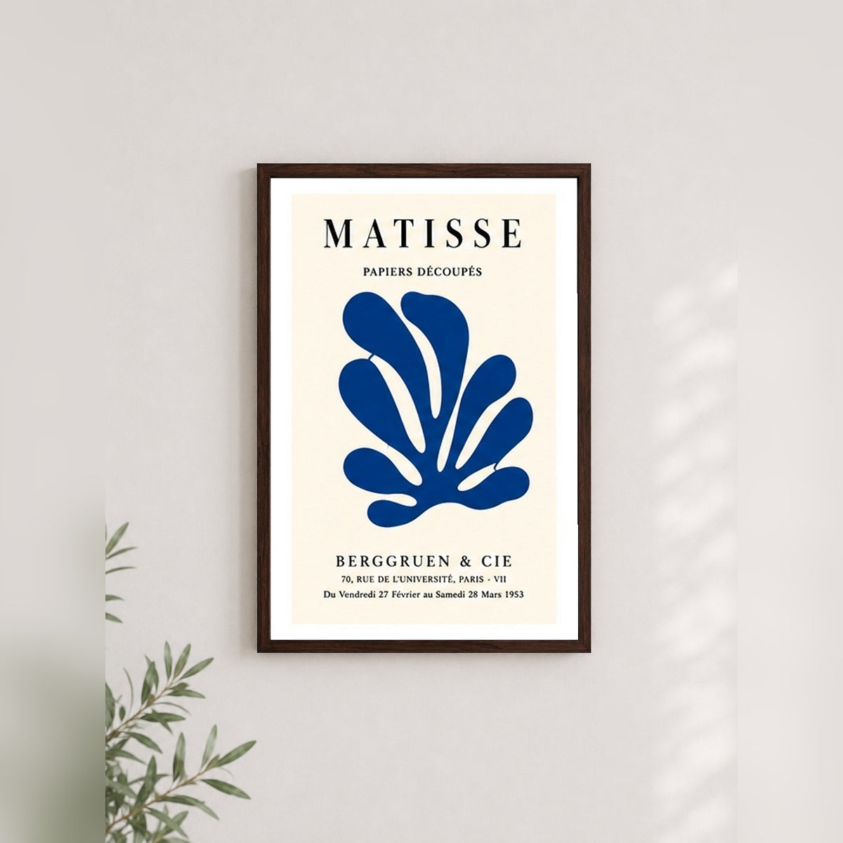Matisse Kaplumbağa – Modern Çerçeveli Poster — Ceviz — Beyaz Kenarlı — TabloLab