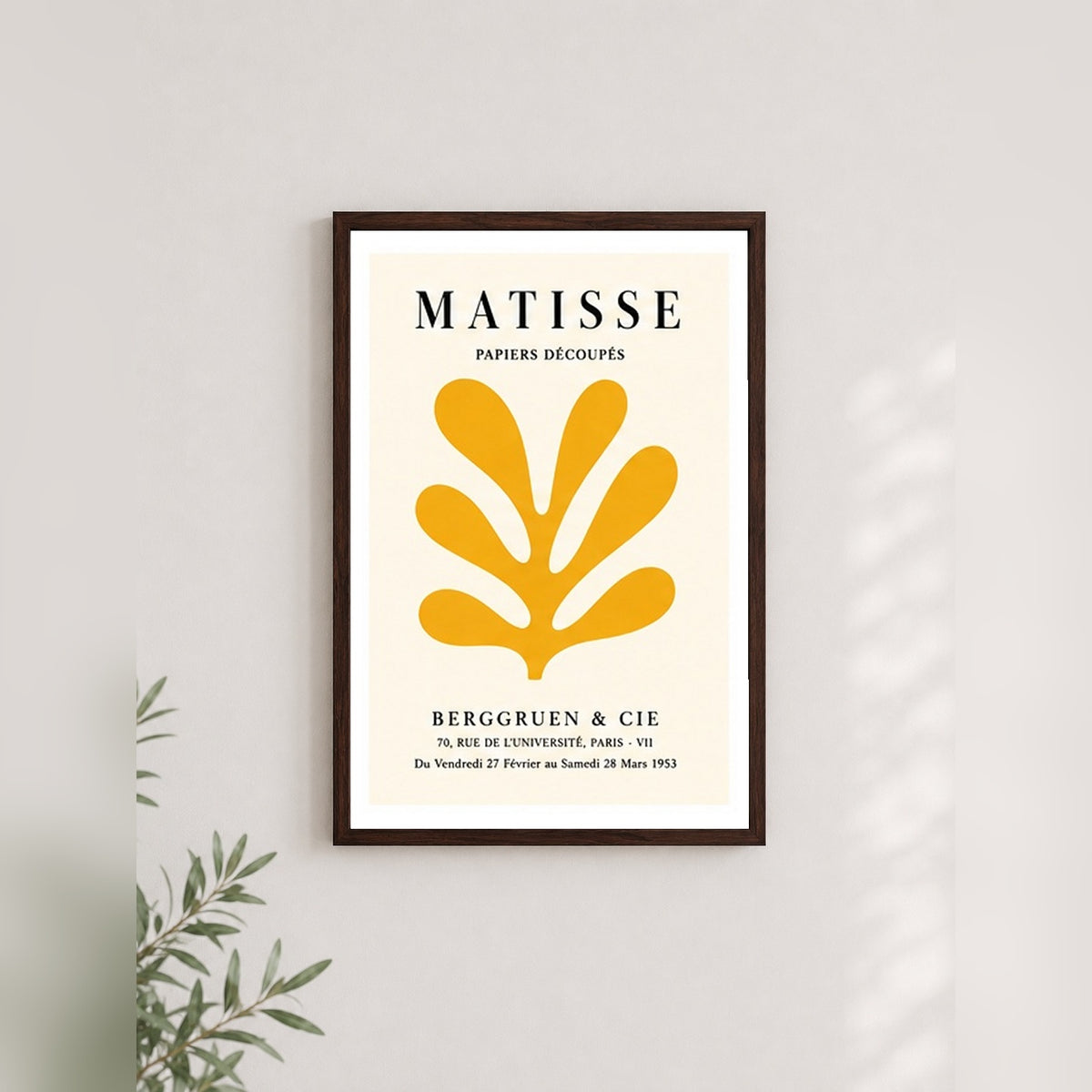 Matisse Papiers Découpés – Modern Çerçeveli Poster — Ceviz — Beyaz Kenarlı — TabloLab