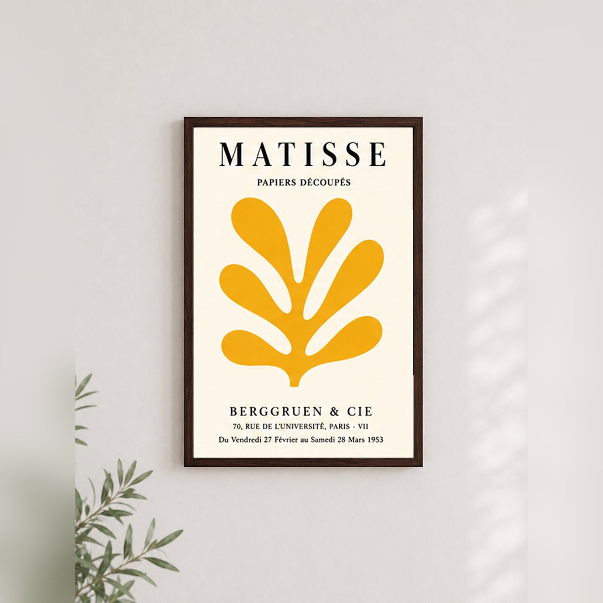 Matisse Papiers Découpés – Modern Çerçeveli Poster — Ceviz — Tam Baskı — TabloLab