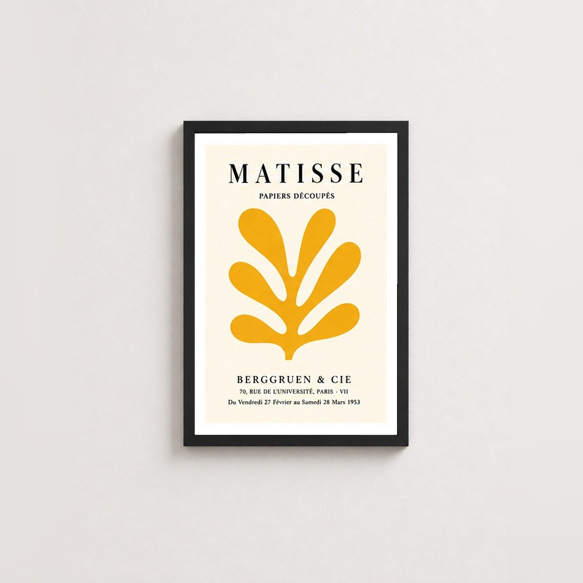 Matisse Papiers Découpés – Modern Çerçeveli Poster — Siyah — Beyaz Kenarlı — TabloLab