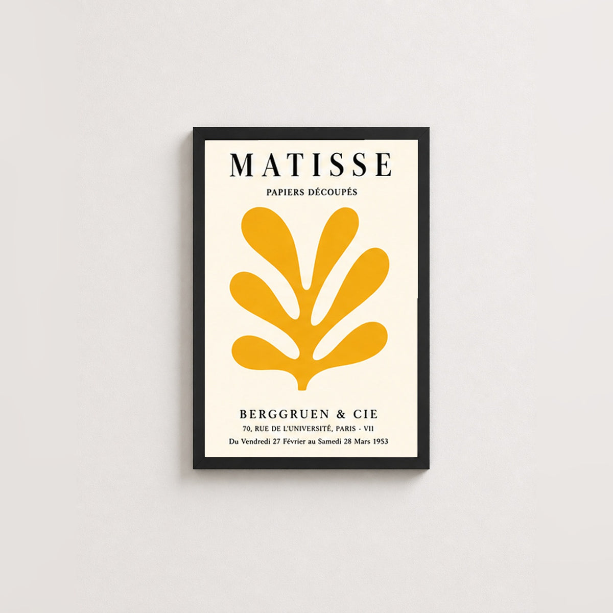 Matisse Papiers Découpés – Modern Çerçeveli Poster — Siyah — Tam Baskı — TabloLab
