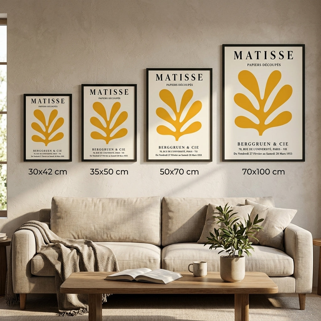 Matisse Papiers Découpés – Modern Çerçeveli Poster — Siyah — Tam Baskı — TabloLab