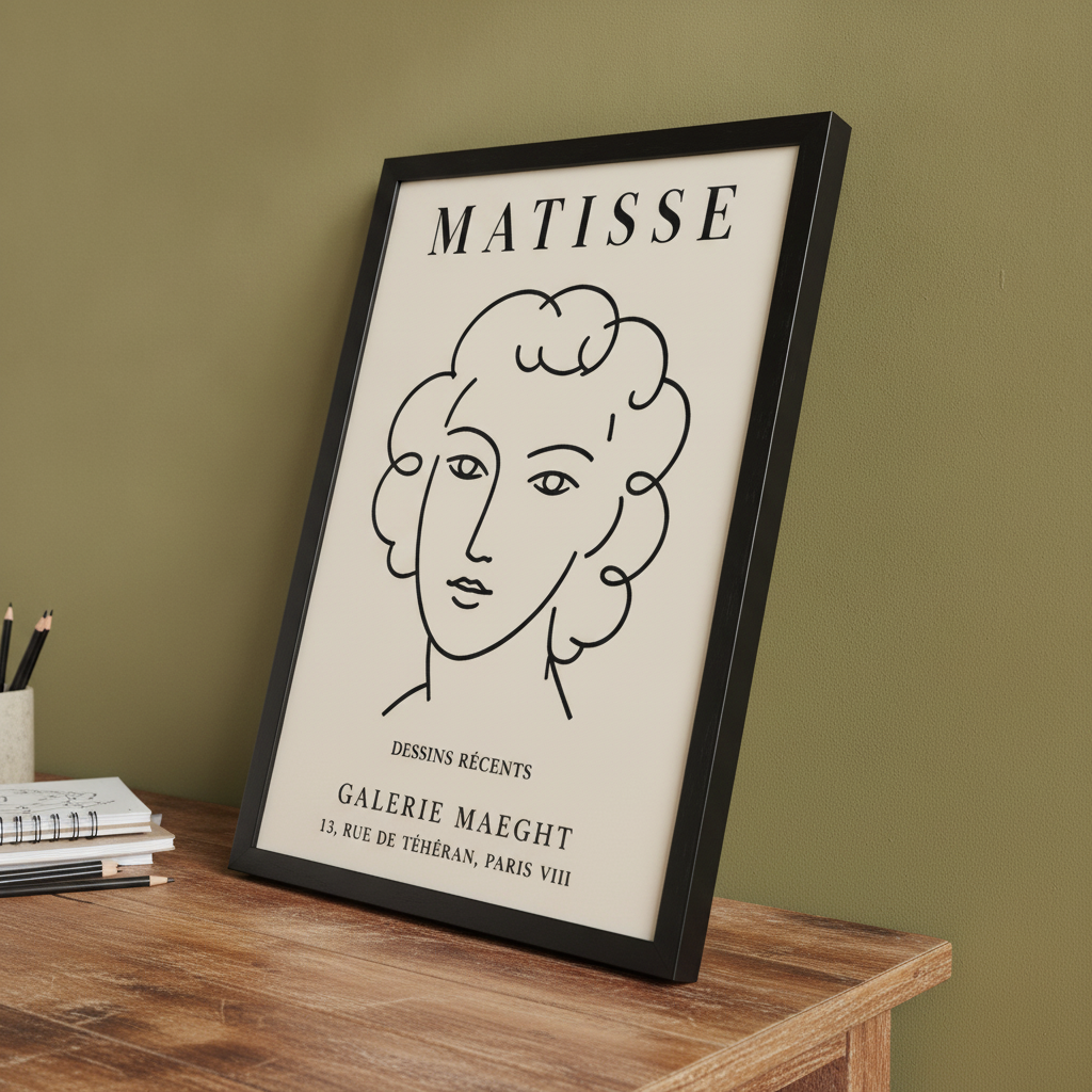 Matisse Sanat Koleksiyonu – Modern Çerçeveli Poster — Siyah — Tam Baskı — TabloLab