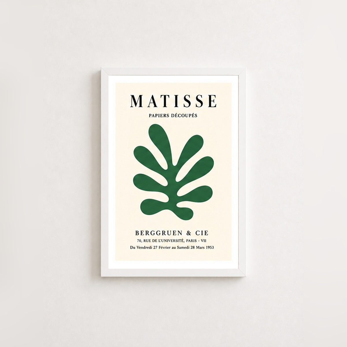 Matisse Yeşil Yaprak – Klasik Çerçeveli Poster — Beyaz — Beyaz Kenarlı — TabloLab