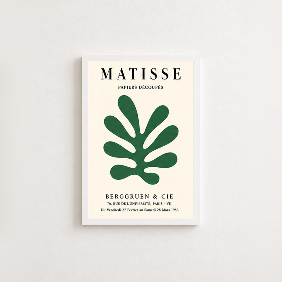 Matisse Yeşil Yaprak – Klasik Çerçeveli Poster — Beyaz — Tam Baskı — TabloLab