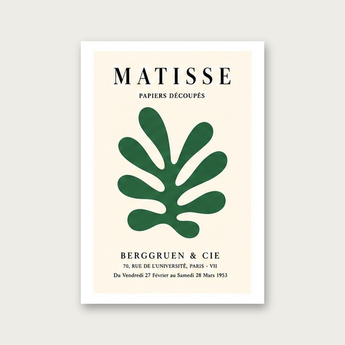 Matisse Yeşil Yaprak – Klasik Çerçeveli Poster — Çerçevesiz — Beyaz Kenarlı — TabloLab