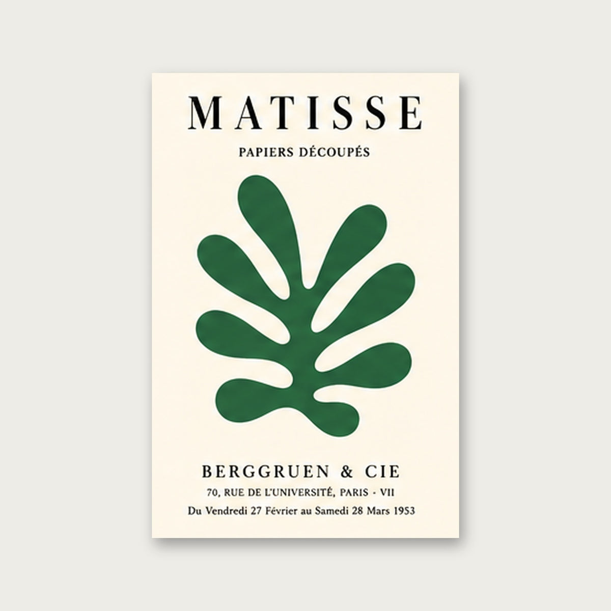 Matisse Yeşil Yaprak – Klasik Çerçeveli Poster — Çerçevesiz — Tam Baskı — TabloLab