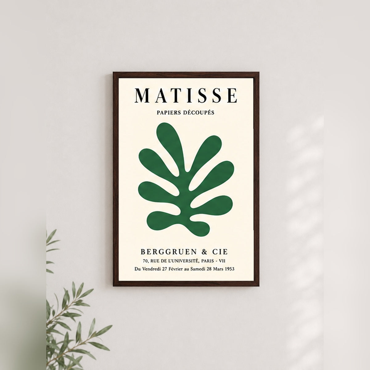 Matisse Yeşil Yaprak – Klasik Çerçeveli Poster — Ceviz — Tam Baskı — TabloLab