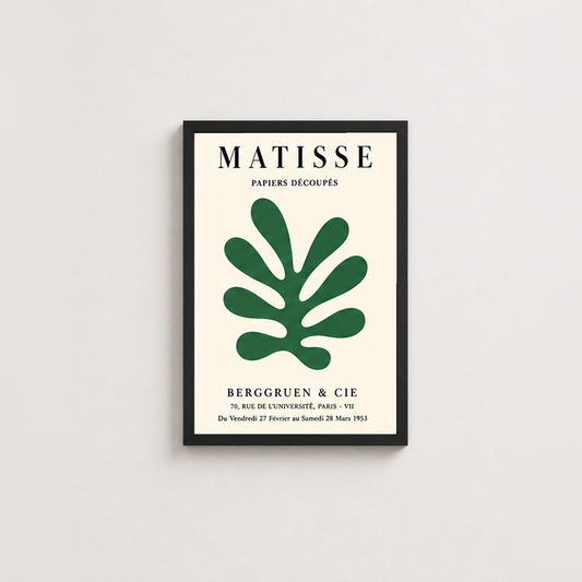 Matisse Yeşil Yaprak – Klasik Çerçeveli Poster — Siyah — Tam Baskı — TabloLab