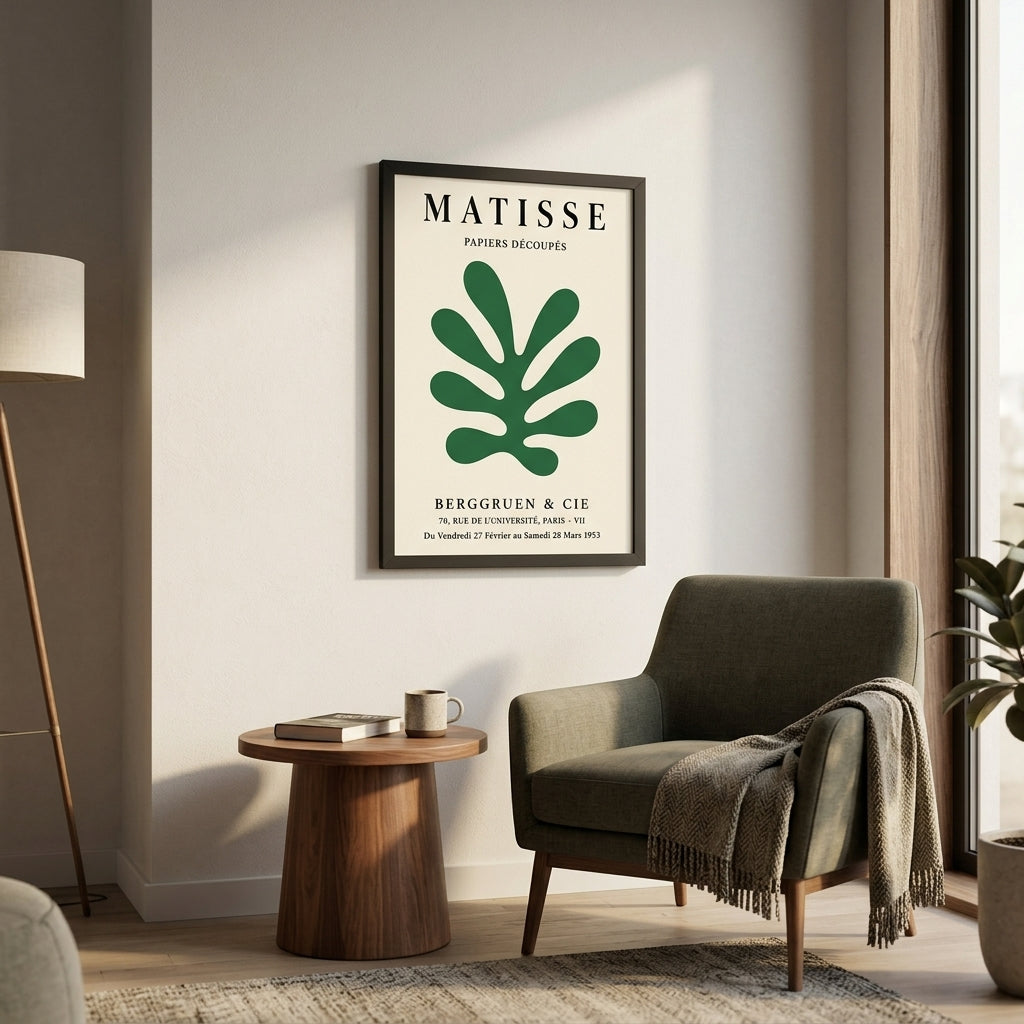 Matisse Yeşil Yaprak – Klasik Çerçeveli Poster — Siyah — Tam Baskı — TabloLab