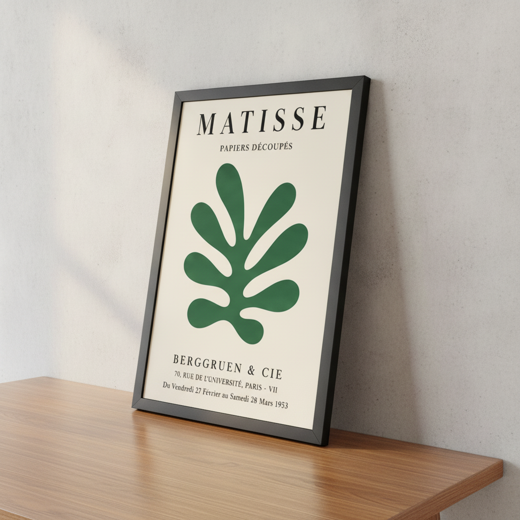 Matisse Yeşil Yaprak – Klasik Çerçeveli Poster — Siyah — Tam Baskı — TabloLab