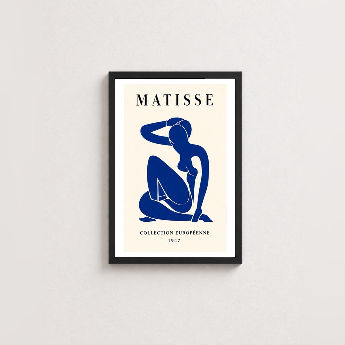 Mavi Figür – Modern Çerçeveli Poster — Siyah — Beyaz Kenarlı — TabloLab