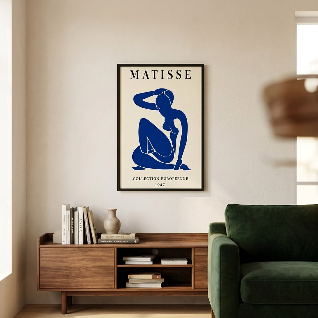 Mavi Figür – Modern Çerçeveli Poster — Siyah — Tam Baskı — TabloLab