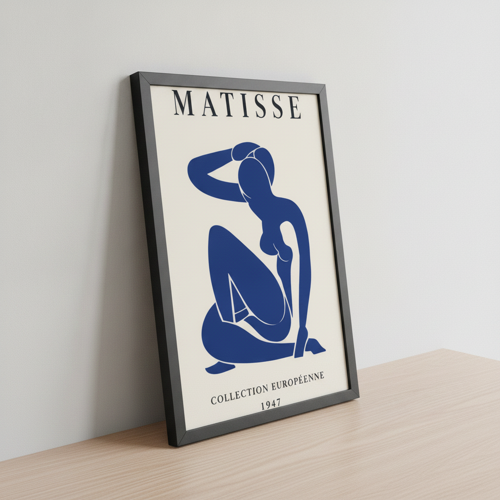 Mavi Figür – Modern Çerçeveli Poster — Siyah — Tam Baskı — TabloLab