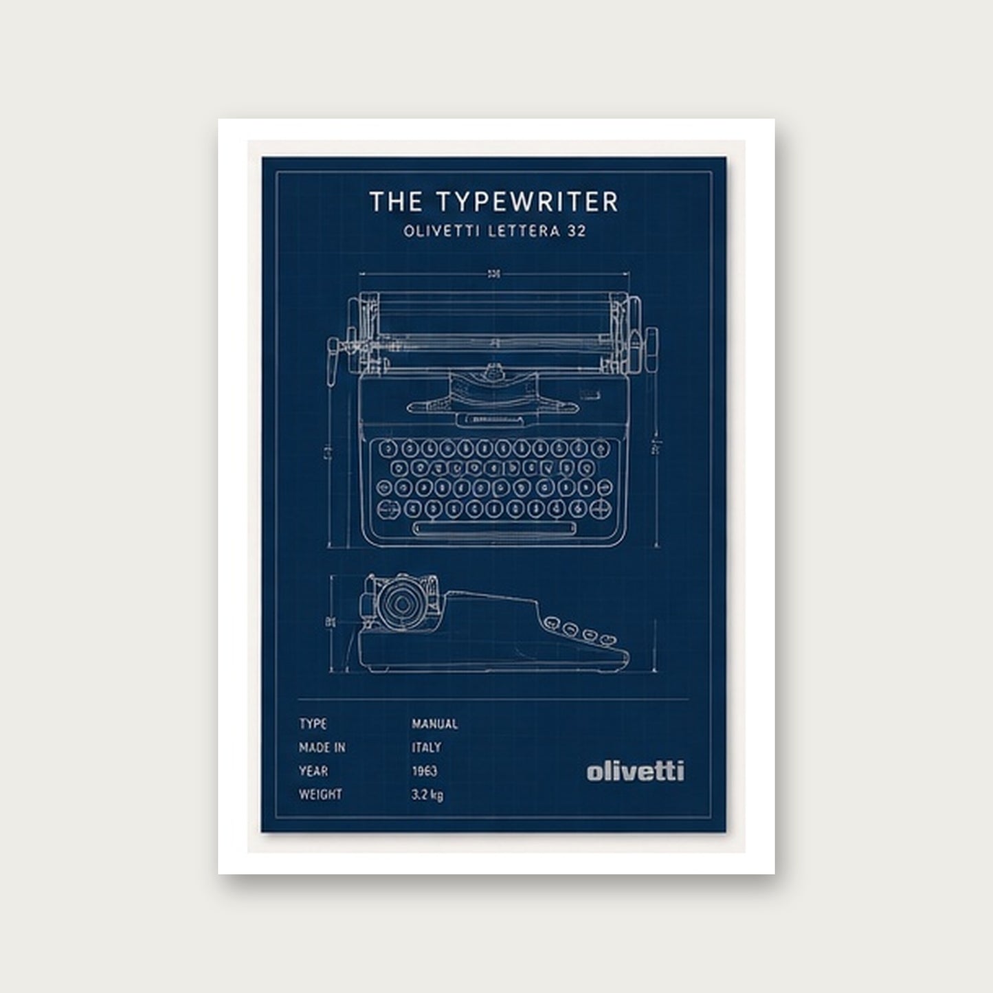 Mekanik Şıklık – Teknik Çizim Çerçeveli Poster — Çerçevesiz — Paspartulu — TabloLab